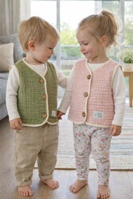 Resim Müslin Bebek & Çocuk Yeleği | Serin Günler İçin 2.5 TOG Kumaş | (6 Ay - 8 Yaş) - Toz Pembe / 6-12 ay 