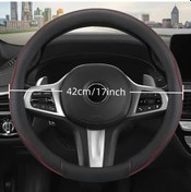 Resim Xuweiwei 42cm Siyah Kırmızı Deri Direksiyon Kılıfı Ağır Hizmet Araçları İçin Kaymaz Siyah Kırmızı 