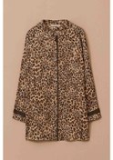 Resim Kadın Büyük Beden Leopar Desenli Gömlek - Camel CAMEL 