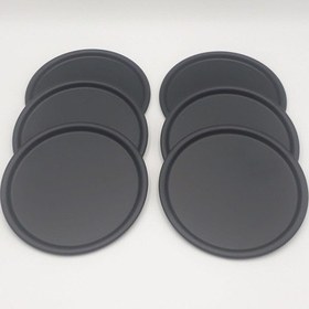 Resim 6'lı Siyah Yuvarlak Çay Ve Kahve Sunum Tepsisi 22 CM 