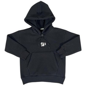 Resim Kapüşonlu Art Baskılı Kanguru Cepli Kız Çocuk Sweatshirt-90850 Siyah 