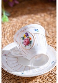 Resim Acar Shirley 6 Kişilik Porselen Kahve Fincanı Takımı Desen2 6055 Çok Renkli 