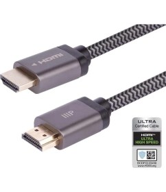Resim Monoprice 8k Sertifikalı Örgülü Ultra Yüksek Hızlı HDMI Kablosu - HDMI 2.1 | 8K@60Hz | 48GB/SN | Cl2 Wall Rated | 28-30AWG | Siyah 2 M 