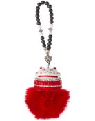 Resim LUCKY CAT Tüylü Boncuklu Gülen Kedi Dekoratif Askılık Kırmızı 8 X 23cm 