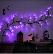 Resim 6ft 54led Cadılar Bayramı Söğüt Ağacı Dalı Işıkları Ip44 Su Geçirmez Led Sarmaşıklar Zamanlayıcı 8 Mod Pil İle Çalışan Kendin Yap Sarmaşıklar Işık Şeridi Dekorasyonları Dal Çok Renkli 