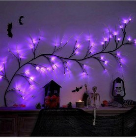 Resim 6ft 54led Cadılar Bayramı Söğüt Ağacı Dalı Işıkları Ip44 Su Geçirmez Led Sarmaşıklar Zamanlayıcı 8 Mod Pil İle Çalışan Kendin Yap Sarmaşıklar Işık Şeridi Dekorasyonları Dal Çok Renkli 