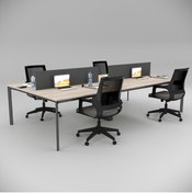 Resim Akr Ofis Corner Dörtlü Workstation Meşe, Grup Toplantı Masası 