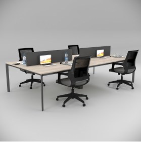 Resim Akr Ofis Corner Dörtlü Workstation Meşe, Grup Toplantı Masası 