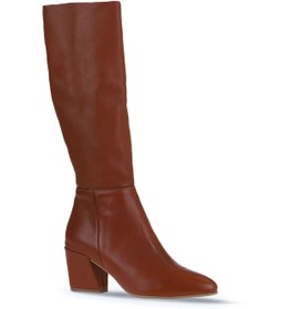 Resim Bueno Shoes Taba Koyu Deri Kadın Topuklu Çizme 01wr5104 