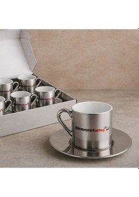 Resim Firmalara Özel Logolu Porselen Metalik Gümüş Kahve Fincanı 6lı Set, Promosyon Fincan, Logolu Kurumsal Hediye Kobitmeyencom36511 Bk Gift Renkli 