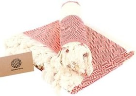 Resim Peştemal%100 Pamuk Banyo Havlusu Türk Hamam Plaj Havlusu (Kırmızı) 