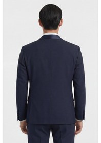 Resim Giotelli Erkek Lacivert Dar Kesim Slim Fit Viskon Dokuma Normal Bel 8 Drop Klasik Yelekli Smokin Takım Elbise 
