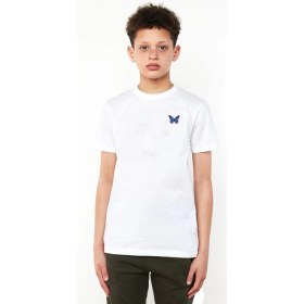 Resim Qivi Butterfly Baskılı Unisex Çocuk Beyaz T-Shirt 
