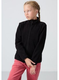 Resim Tommy Life Siyah Kalın Yumuşak Dokulu Standart Fit Nakışlı Polar Kız Çocuk Sweatshirt - 75154 Siyah 