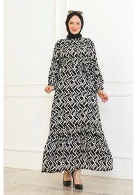 Resim Çizgi Desenli Elbise - Siyah/beyaz Siyah-beyaz Siyah - Beyaz 