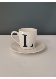 Resim Decorıum Kum L Harfli Kahve Fincanı Beyaz 