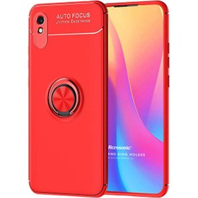 Resim Xiaomi Redmi 9a Kılıf Kickstand Ring Holder Kırmızı 