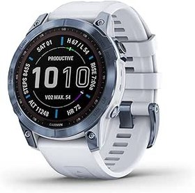 Resim Garmin fenix 7 Sapphire Solar, macera akıllı saati, Solar Şarj Özellikleri, GPS özellikli sağlam dış mekan saati, dokunmatik ekran, sağlık özellikleri, mineral mavisi DLC titanyum whitestone bant 