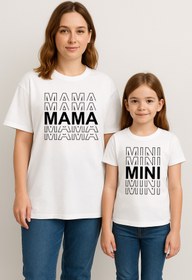 Resim SVART WEAR MAMA MINI Anne Kız Kombin Tişört Takımı T-Shirt Twin Anne Kız Çocuk Oversize MAMA MINI (TEKLİ FİYAT) 