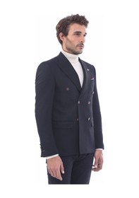 Resim Wessi Kruvaze Slim Fit Erkek Siyah Ceket Siyah 