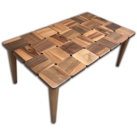 Resim Orta Sehpa Kareli Tabla Model Kayın Torna Retro Ayak Parlak Açık 