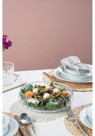 Resim Cam Salata Kasesi - 21 Cm Orta Sunum Kasesi - 2 Li Çok Amaçlı Kase Meyvelik Şeffaf 