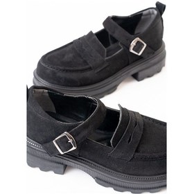 Resim 745-771 Siyah Süet Kadın Günlük Yüksek Tabanlı Loafer Ayakkabı Bej - Siyah 