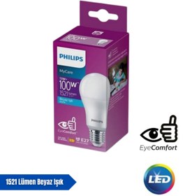 Resim Philips Mycare LED Lamba 13W - 100W 6500K Beyaz Işık 1521 Lümen Yüksek Işık ( 3 ADET ) 