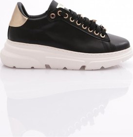 Resim Dgn Es864 Kadin Kalin Kristal Taşli Sneakers Ayakkabi ES864-2007-R12593 Siyah - Beyaz 