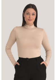 Resim Arma Yıldız Kadın Ten Balıkçı Yaka Uzun Kollu Body 3 Adet Ten 