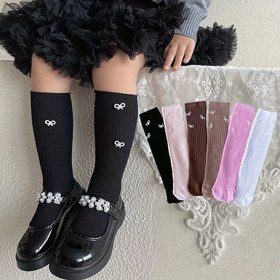 Resim Boncuk ve Fiyonk Detaylı Bilezik & Diz Üstü Kış Çorapları - Yumuşak Sıcacık Taytlar, Çok Renkli (Siyah, Kahverengi, Pembe, Bej) - Elde Yıkama, Şık Parti Giyimi ve Günlük Stil, Tüylü Çoraplar, Noel 