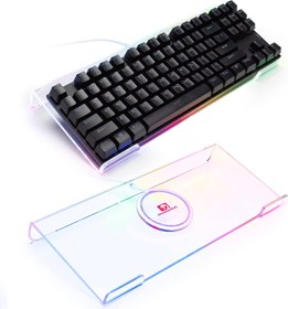 Resim MAMBASNAKE Eğik PC Klavye Standı,%60%80 Mini Klavye için Ergonomik Bilgisayar Klavye Tutucu, 366 LED Arkadan Aydınlatmalı Klavye Yükseltici, Oyun ve Yazma için Premium Şeffaf Akrilik Klavye Tepsisi 
