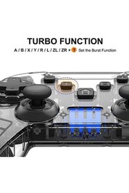 Resim MOMENTO Momen Nintendo Switch Pro Controller Kablosuz Oyun Kolu Şeffaf 