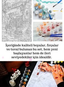 Resim Su'lepas Sayılarla Boyama Çerçeveli Hobi Seti Numaralı Tuval Fırça Boya Dahil Kasnaklı SOKAK SATICI 40X50 Cm 