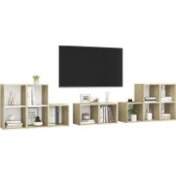 Resim T Designo Tdesıgno Idil Kitaplıklı Televizyon Sehpası - Ünitesi -Kitaplık-Meşe Beyaz 240 cm 12 Raflı 