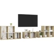 Resim T Designo Tdesıgno Idil Kitaplıklı Televizyon Sehpası - Ünitesi -Kitaplık-Meşe Beyaz 240 cm 12 Raflı 