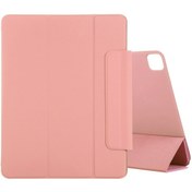 Resim iPad Uyumlu Pro 12,9 İnç Yatay Çevirme Ultra-ince Çift Taraflı Klip Aktif Toka Manyetik Pu Deri Tablet Kılıfı, Üç Katlanır Tutucu Ve Uyku / Uyandırma Fonksiyonu İle 
