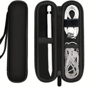 Resim Apple Pencil 1. ve 2. Nesil, Stylus ve Aksesuarlar için Güvenli Saklama - Siyah EVA Fermuarlı Kalem Kutusu 