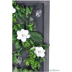 Resim Yapay Çiçek Sitesi Ahşap Çerçeveli Yapay Çiçek Duvar Tablosu 38x60 Cm Model 9 Yeşil 