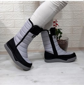 Resim Benetton 50027 Gri-siyah İçi Kürklü Fermuarlı Kaymaz Bayan Kar Botu 001 