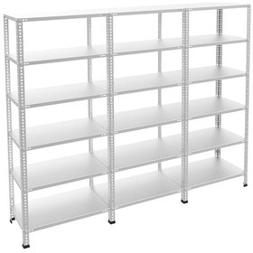 Resim Raf Burada 6 Katlı 3'lü Galvaniz Çelik Raf - Depo, Arşiv, Kiler, Dosya, Market Rafı-31x93 cm-150 cm-1.00 mm 
