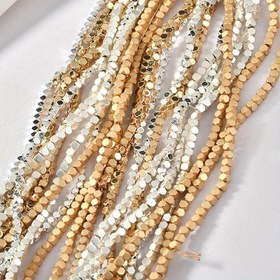 Resim 3x3mm Hematit Taş Boncuk KC Altın Kaplama Mat Gevşek Boncuk DIY Takı Yapımı Bilezik Kolye 