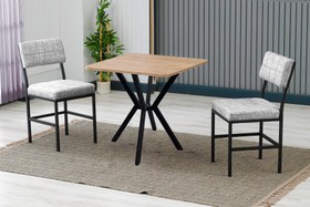 Resim NOVA MUTFAK MASA TAKIMI, 2 SANDALYE, CEVİZ, 70X70 CM, GRİ 