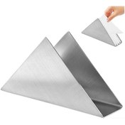 Resim Gümüş - 17 X 4,5 Cm Peçetelik Üçgen Peçete Dispenseri Paslanmaz Çelik Modern Sanat Peçetelik Mutfak Tezgahı Yemek Masası Parti Dekorasyonu İçin 