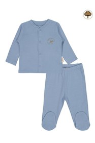 Resim Civil Baby Organik Pamuklu 0-6 Ay Bebe Pijama Takımı - Mavi 