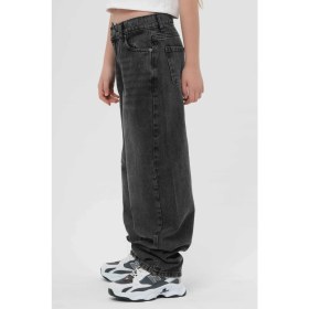 Resim Haykids Kız Çocuk Kahverengi Wide Leg Pantolon Beli Lastikli Halat Detaylı Baggy Kot Jean 