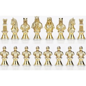 Resim Veronese Medieval Şovalye Figürlü Metal Satranç Taşları 