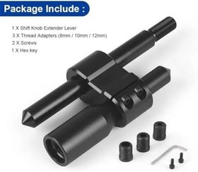 Resim M10x1.5 Alüminyum Araba H Tipi Vites Topuzu Uzatma Ayarlanabilir Genişletici Vites Değiştirici Üç Adaptörleri ile Parçaları Aksesuarları 