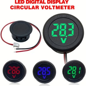 Resim LED Dijital Ekranlı Dairesel Voltmetre: ABS Reçine Gövde ve 2 Kablo Bağlantılı 3.8V 3 Basamaklı Gerilim Ölçer 
