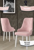Resim Canisa Concept Trex Serisi 1.sınıf Babyface Kumaş 1 Adet Pembe Sandalye Beyaz Metal Ayak 